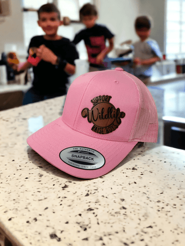 Support Wildlife, Raise Boys Leather Patch Trucker Hat - Trucker Hat - Charm and Char